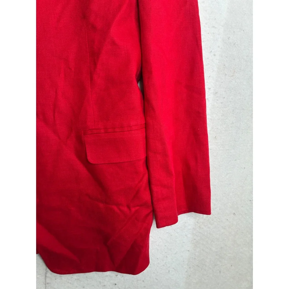 Casual Corner Vintage Red Linen Blazer Jacket Size 8 RN 58973 MISSING BUTTON